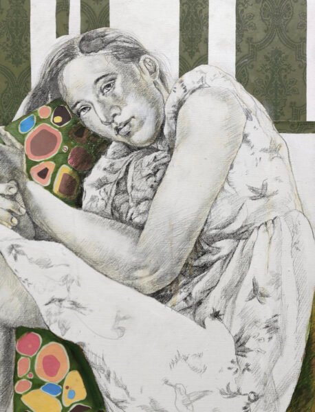 01-Lunch-Break-1-Sketch-on-canvas-oil-on-canvas-paper-cut-50×65cm-2025