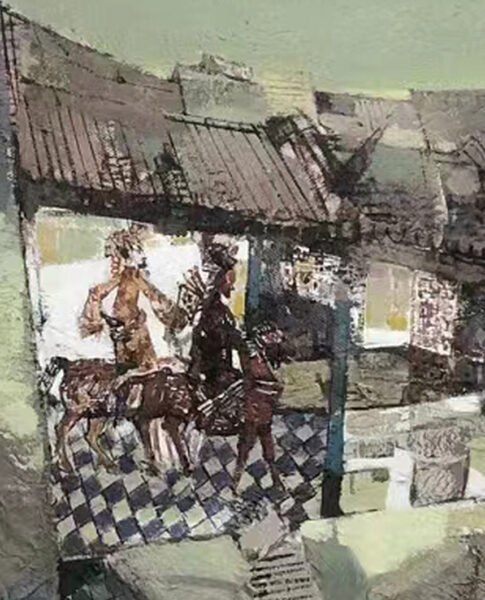 06-Chinese-Shadow-Puppetry-1-Oil-Painting-on-Canvas-Quartz-Sand-Xuan-Paper-60×60cm-2023