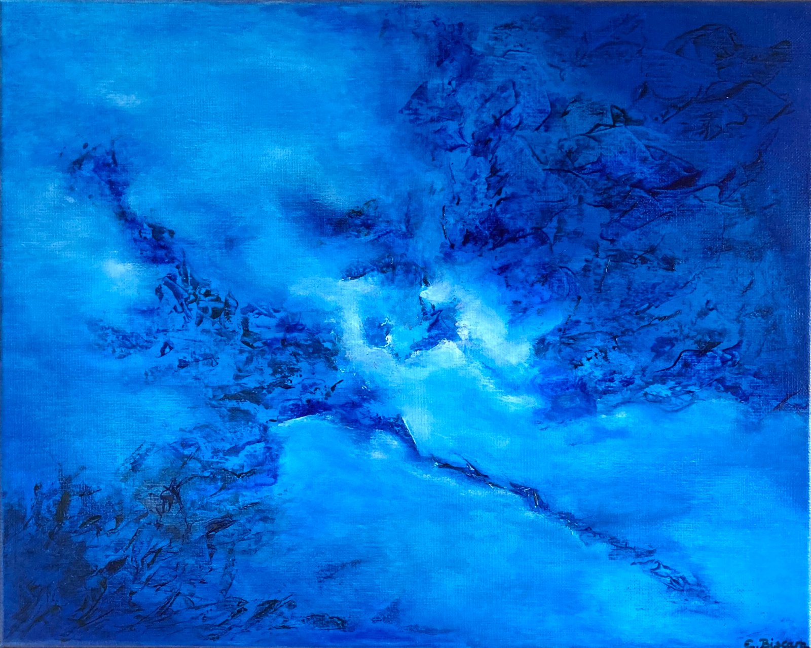 Emmanuelle-Biscara-Lost-in-the-blue-Acrylique-sur-toile-de-lin-40X50-cm