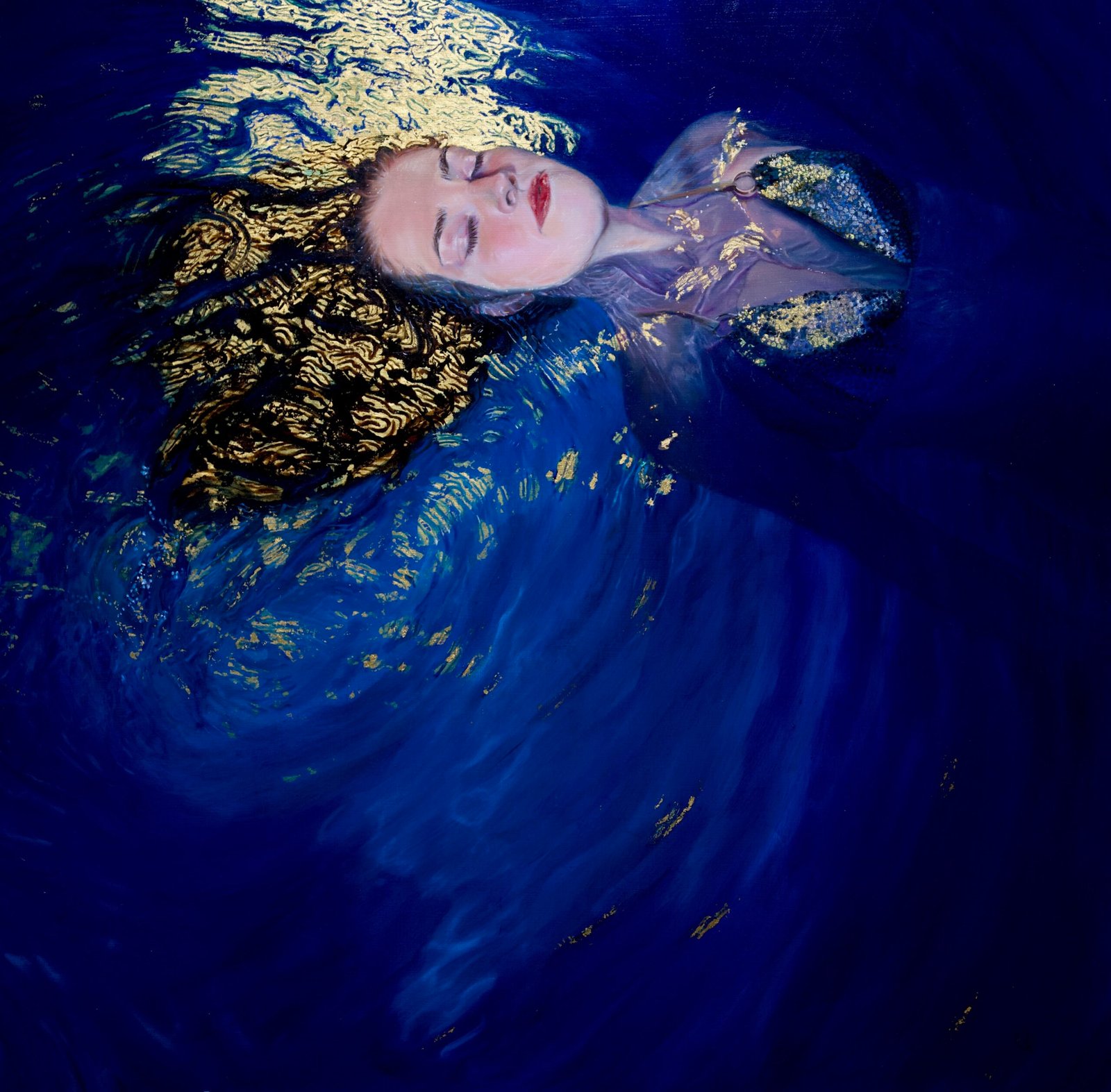 Golden-Ocean-Refelction-Floating-Oil-and-24ct-of-gold-leaf-on-aluminium-panel-80x80cm-Alexandra-Telgmann-1