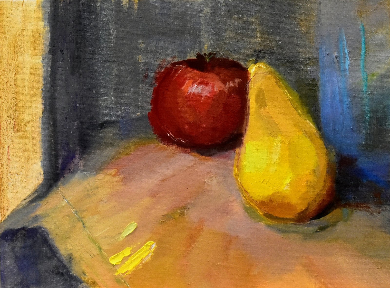 HowardArthur-Tweedie_Tomate-y-Pera2_oleo-sobre-lino_31-x-36cm-12-x-14in